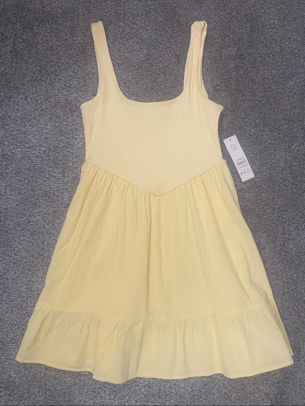 No Boundaries Pale Yellow Smocked Tank Top Mini Dress NWT XS